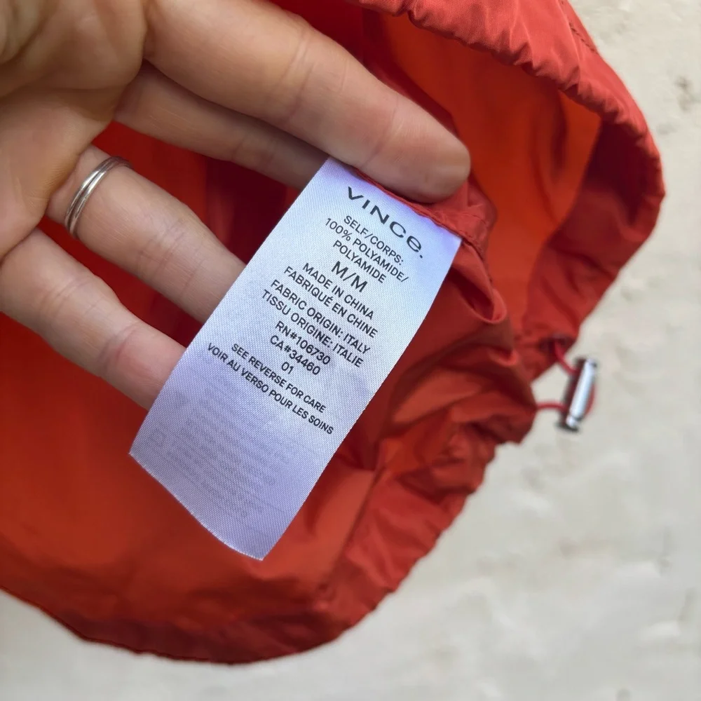 VINCE Men's Orange Windbreaker Jacket - Picture 7 of 10